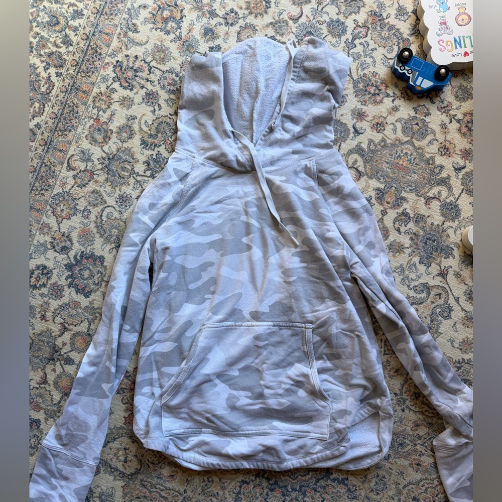 DSG White Gray Camo Hooded Pullover Sweatshirt XS